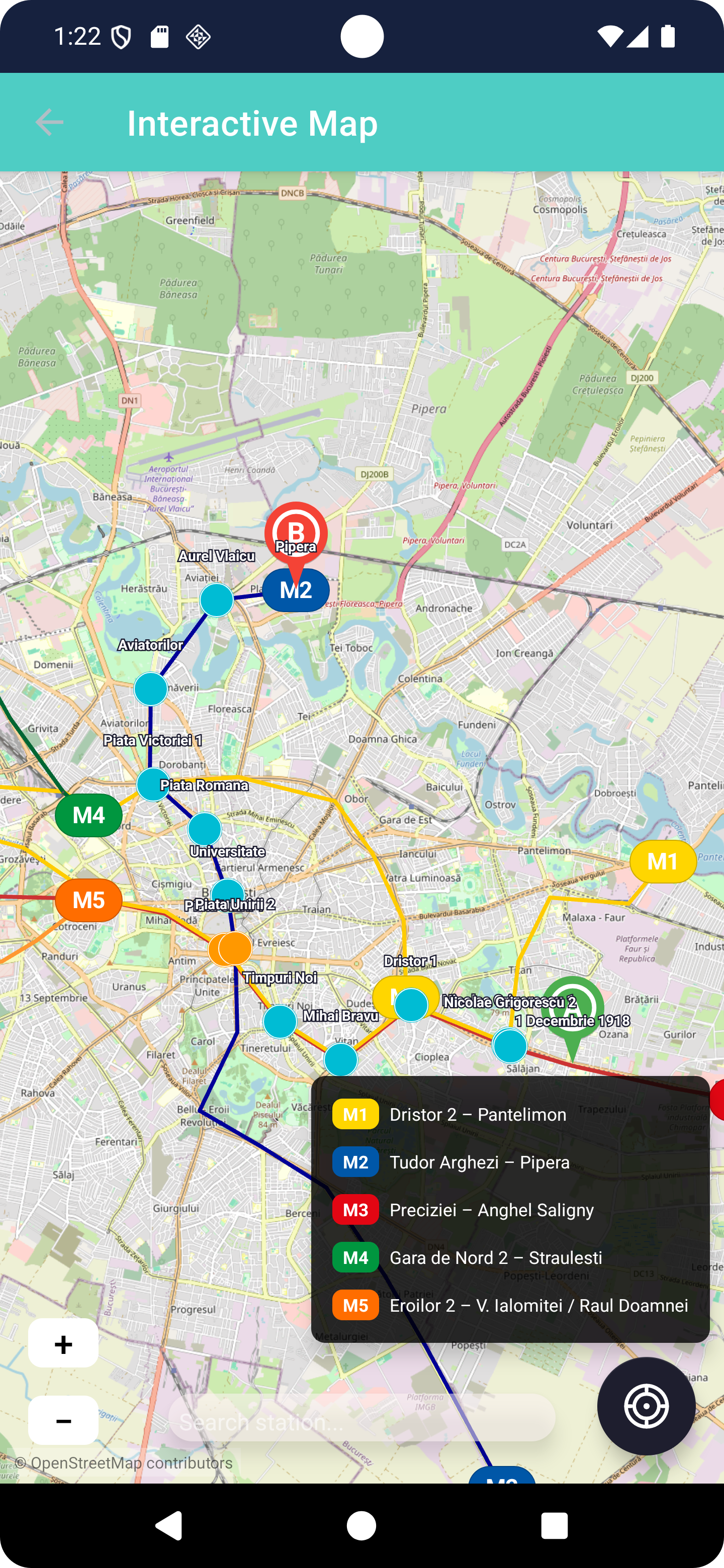 Ecran cu prezentarea traseului